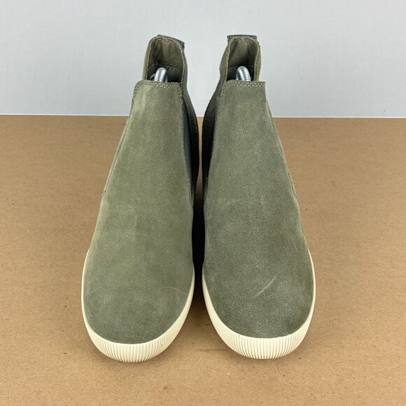 Sorel Out n About Wedge Bootie Womens 8 Green Suede Pull On Double Gore - Picture 2 of 10